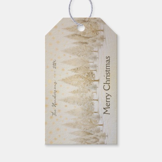 Gold Silver Weihnachtsbaumen Geschenkmarke Geschenkanhänger (Vorderseite)