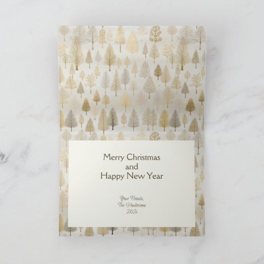 Gold Silver Weihnachtsbaumen Karte (Innenseite)