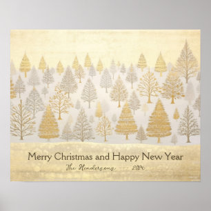 Gold Silver Weihnachtsbaumen Poster