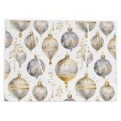 Gold Silver White Christmas Ornaments Geschenktasc Große Geschenktüte (Rückseite)