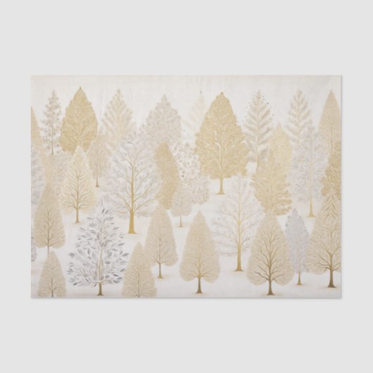 Gold Silver White Christmas Trees Seidenpapier (Vorderseite)