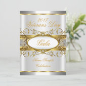 Gold Silver White und Gold Plaque Party Einladung (Stehend Vorderseite)