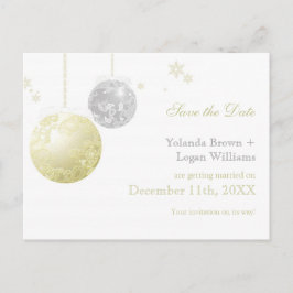 Gold Silver Winter Wedding Save the Date Ankündigungspostkarte