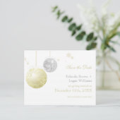 Gold Silver Winter Wedding Save the Date Ankündigungspostkarte (Stehend Vorderseite)