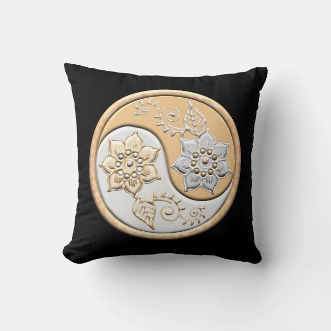 Gold & Silver Yin Yang  Kissen (Vorderseite)