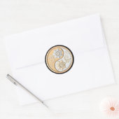 Gold & Silver Yin Yang Runder Aufkleber (Umschlag)
