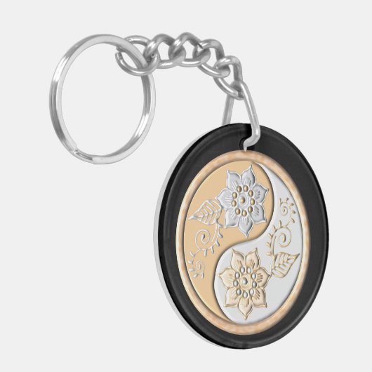 Gold & Silver Yin Yang  Schlüsselanhänger (Vorderseite links)