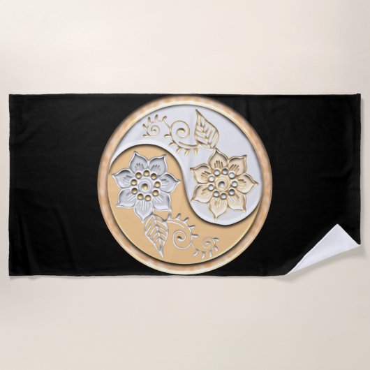 Gold & Silver Yin Yang Strandtuch (Vorderseite)