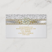 Gold Silver Zickzack White Diamond Pearl Floral Visitenkarte (Rückseite)