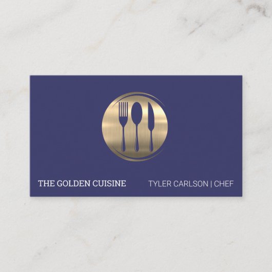 Gold Silverware Restaurant Logo Visitenkarte (Vorderseite)