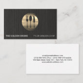 Gold Silverware Restaurant | Schwarze Textur Visitenkarte (Vorne/Hinten)