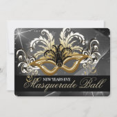 Gold Silvester Masquerade Ball Einladung (Vorderseite)