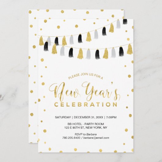 Gold Silvester Party, Corporate Holiday Party Einladung (Vorne/Hinten)