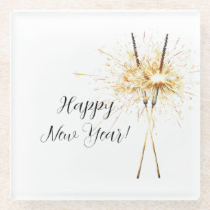 Gold Silvester-Tag-Feier Funken Glasuntersetzer