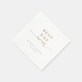 Gold Simple Best Day Ever Calligraphy Wedding Serviette (Ecke)