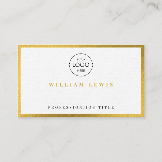 Gold Simple Business Logo Modern Minimalistisch Visitenkarte (Vorderseite)