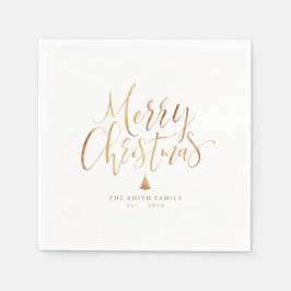 Gold Simple Calligraphy Frohe Weihnachten Serviette