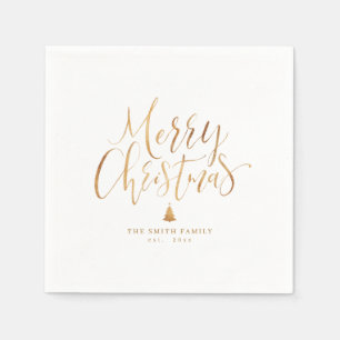 Gold Simple Calligraphy Frohe Weihnachten Serviette