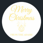 Gold Simple Calligraphy Merry Christmas Classic Runder Aufkleber<br><div class="desc">Gold Simple Calligraphy Frohe Weihnachts Klassische Personalisierte Weihnachtsgeschenksticker mit großen Imitats Gold-Folie handschriftlich Kalligraphie und Weihnachtsbaum,  einfach,  modern und elegant,  einfach,  modern,  kalligraphisch,  elegant,  Gold,  fröhliche Weihnachtssticker, Weihnachtssticker, Weihnachtssticker, Christbaum</div>