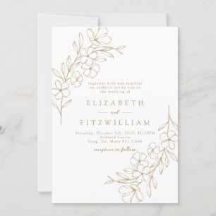 Gold Simple Cherry Blossom Hand Draath Einladung