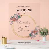 Gold Simple Elegant Floral Wedding / Script Schrif Acrylschild (Hochzeit)