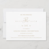 Gold Simple Elegant Three Photos Couple in Loving Save The Date (Rückseite)