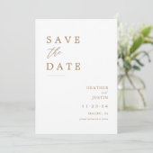 Gold Simple Elegant Wedding Photo  Save The Date (Stehend Vorderseite)
