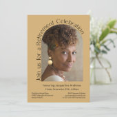 Gold Simple Foto Arch Retirement Party Einladung (Stehend Vorderseite)