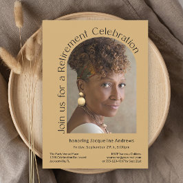 Gold Simple Foto Arch Retirement Party Einladung