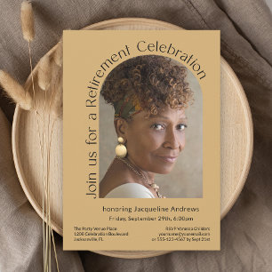 Gold Simple Foto Arch Retirement Party Einladung