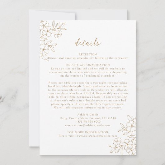 Gold Simple Minimal Cherry Blossom Details Card (Vorderseite)