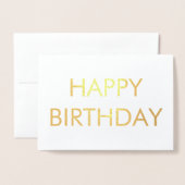 Gold SIMPLE MINIMAL TEXT Happy Geburt Day CARD Folienkarte (Vorderseite mit Umschlag)