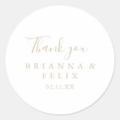 Gold Simple Minimalistisch Dankeschön Gastgeschenk Runder Aufkleber (Vorderseite)