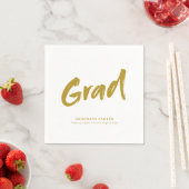 Gold Simple Modern Brush Script Graduation Party Serviette (Beispiel)