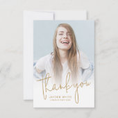 Gold Simple Modern Script 2 Foto Abschluss Dankeskarte (Vorderseite)