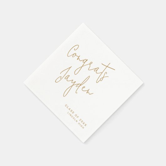 Gold Simple Modern Script Congrades Graduate Serviette (Ecke)