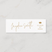 Gold Simple Modern Script Graduate Name Card Telefonnummerkarte (Vorderseite)