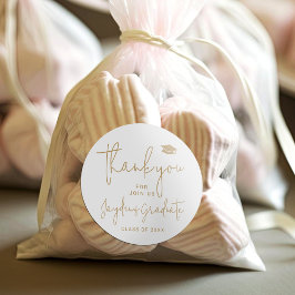 Gold Simple Modern Script Graduate Vielen Dank Runder Aufkleber