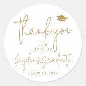 Gold Simple Modern Script Graduate Vielen Dank Runder Aufkleber (Vorderseite)