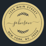 Gold Simple Round Rücksendeadresse Runder Aufkleber<br><div class="desc">Erstellen Sie Ihre eigene Round-Rücksendeadresse</div>