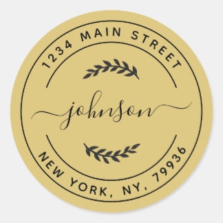 Gold Simple Round Rücksendeadresse Runder Aufkleber