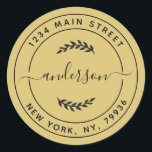 Gold Simple Round Rücksendeadresse Runder Aufkleber<br><div class="desc">Erstellen Sie Ihre eigene Round-Rücksendeadresse</div>