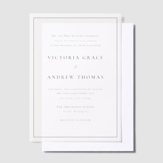 Gold Simple Typografy Formal Wedding Pergament Einladungen (Versetzt)