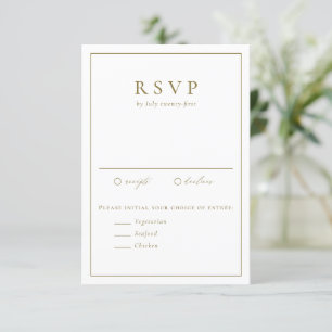 Gold Simple Typografy Formal Wedding RSVP Karte