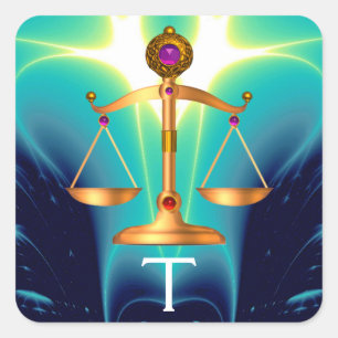 GOLD-SKALA MIT GEM STONES-MONOGRAM QUADRATISCHER AUFKLEBER