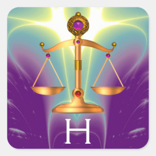 GOLD-SKALA MIT GEM STONES-MONOGRAM QUADRATISCHER AUFKLEBER