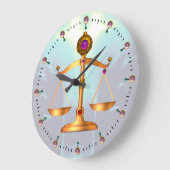 GOLD-SKALEN MIT GEM STONES, Justiz-Symbol Große Wanduhr (Winkel)