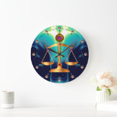 GOLD-SKALEN MIT GEM STONES, Justiz-Symbol Große Wanduhr (Zuhause)