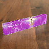 GOLD-SKALEN MIT GEM STONES, Justiz-Symbol Namensplakette (Seite)