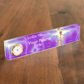 GOLD-SKALEN MIT GEM STONES, Justiz-Symbol Namensplakette (Seite)